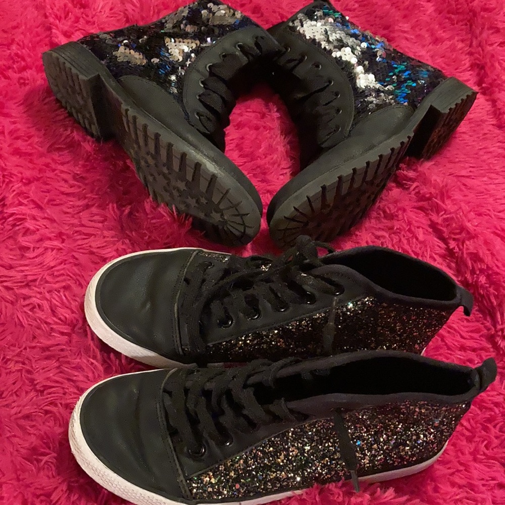 BUNDLE of Cute Glitter Sequin Zipper Boots and Glitter Shoes Size 3 Girls! π - Picture 1 of 16